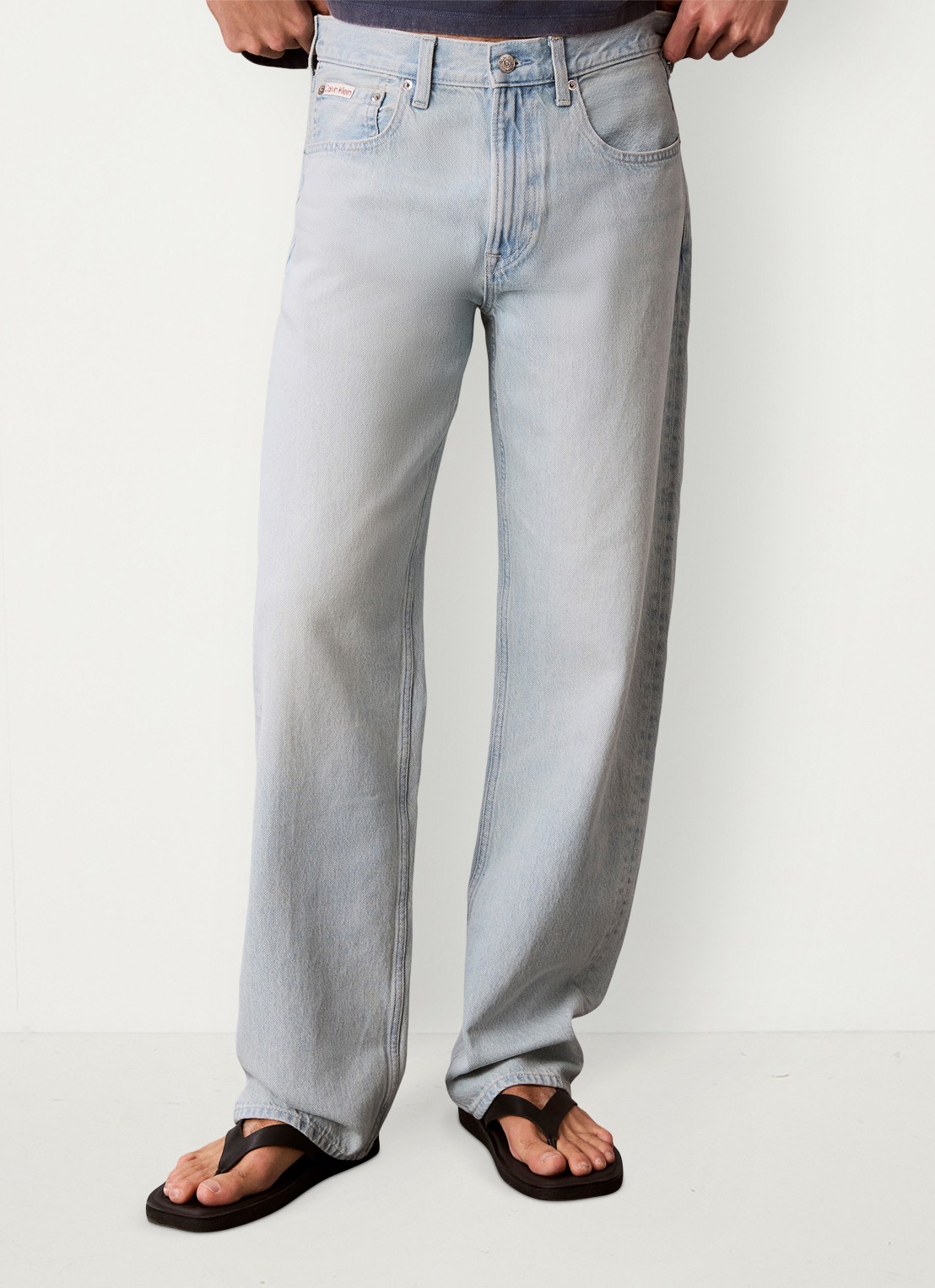 Calvin Klein Straight fit jeans met lichte wassing - detail denim