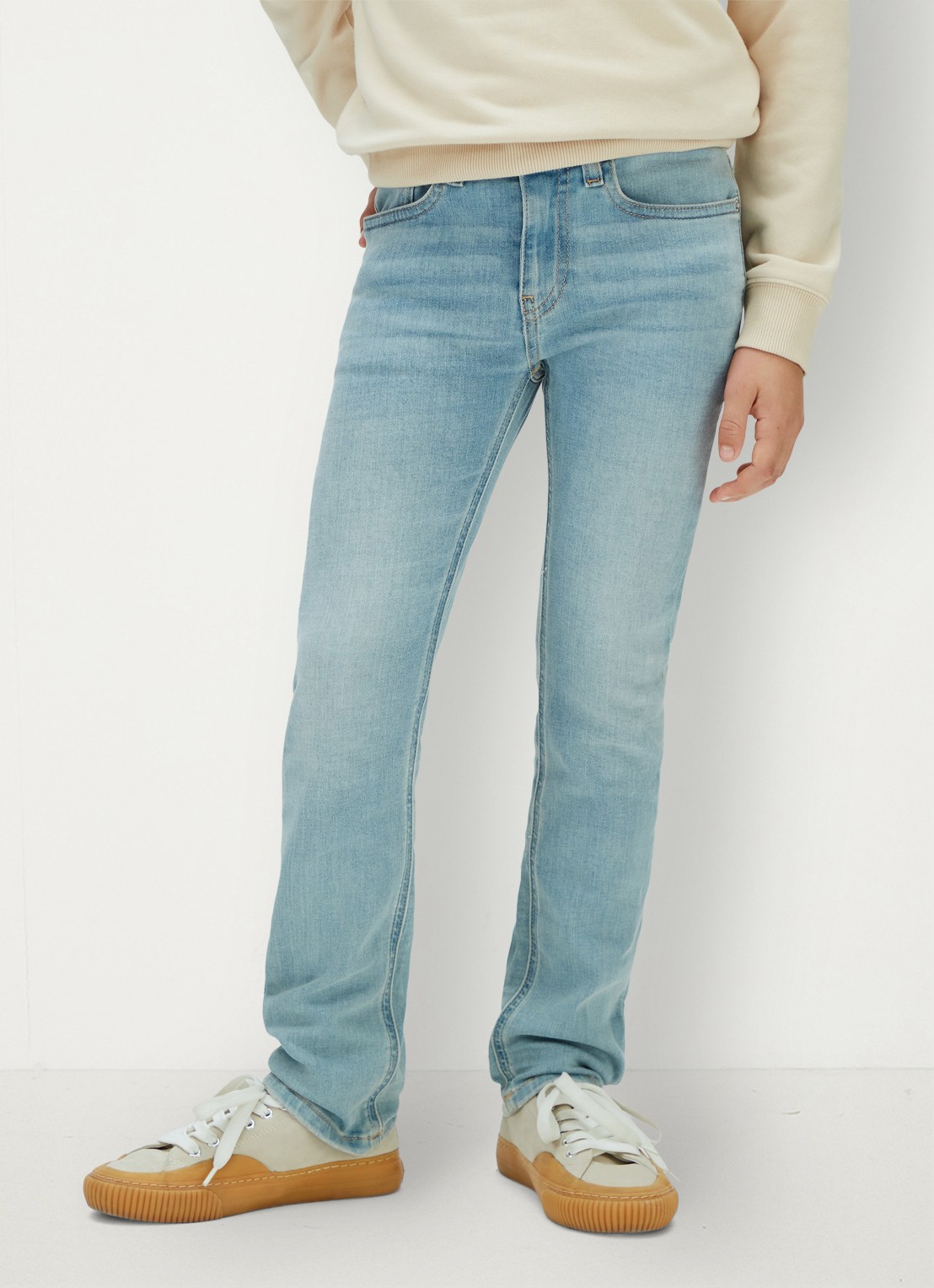Calvin Klein Straight fit jeans met lichte wassing - detail indigo