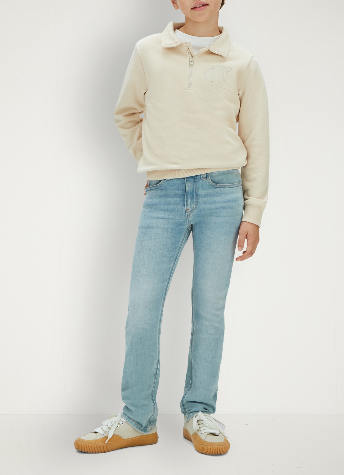 Calvin Klein Straight fit jeans met lichte wassing - voorkant 4 indigo