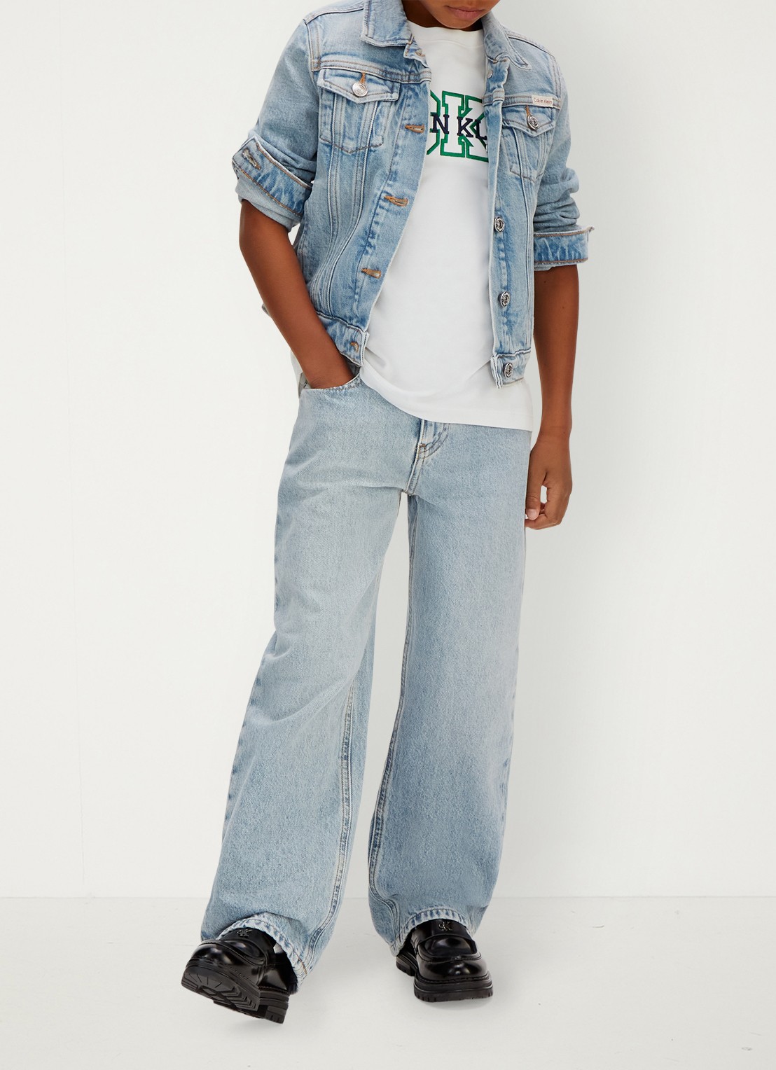 Calvin Klein Straight fit jeans met lichte wassing - detail 4 denim