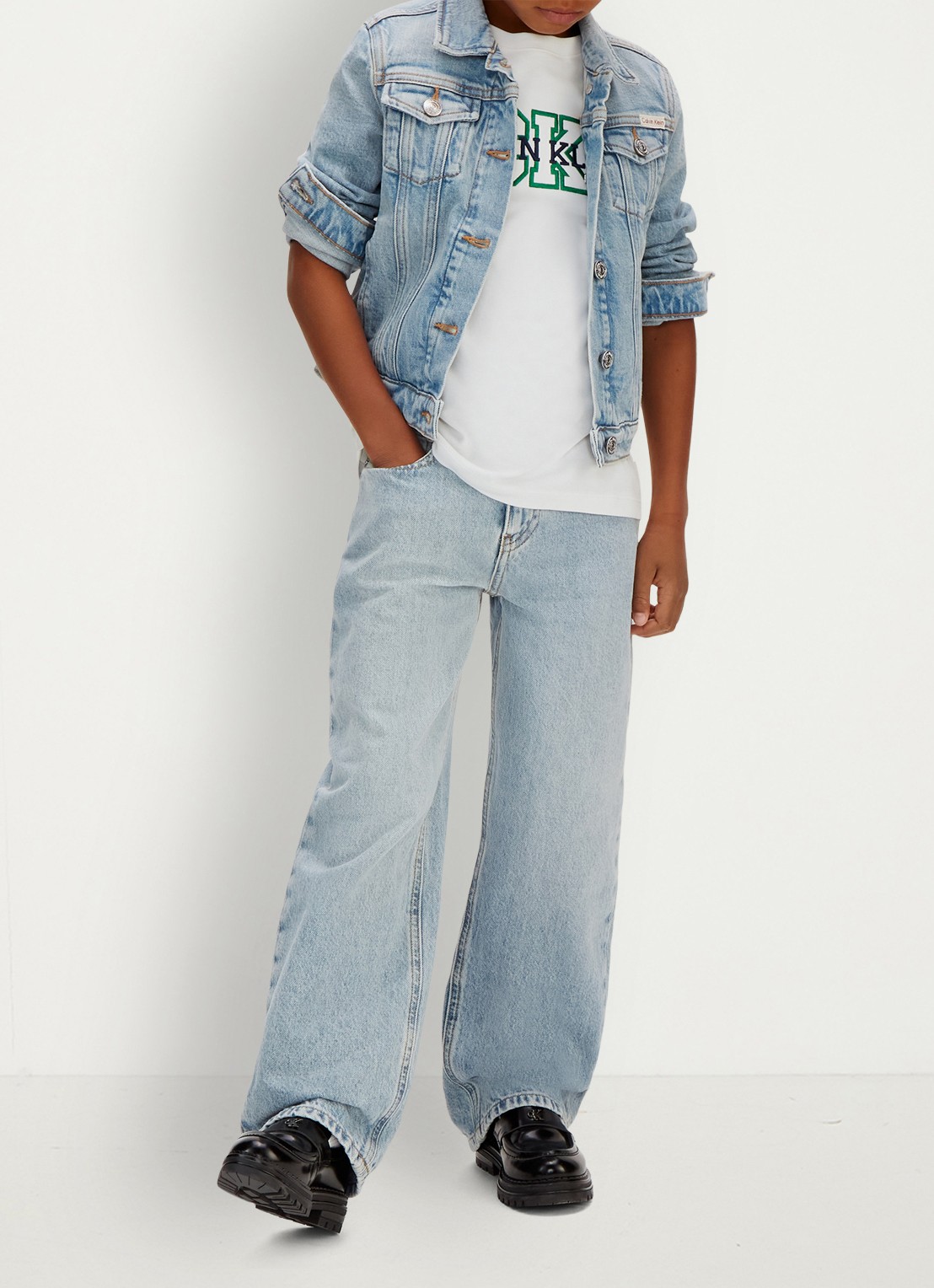 Calvin Klein Straight fit jeans met lichte wassing - voorkant 6 denim
