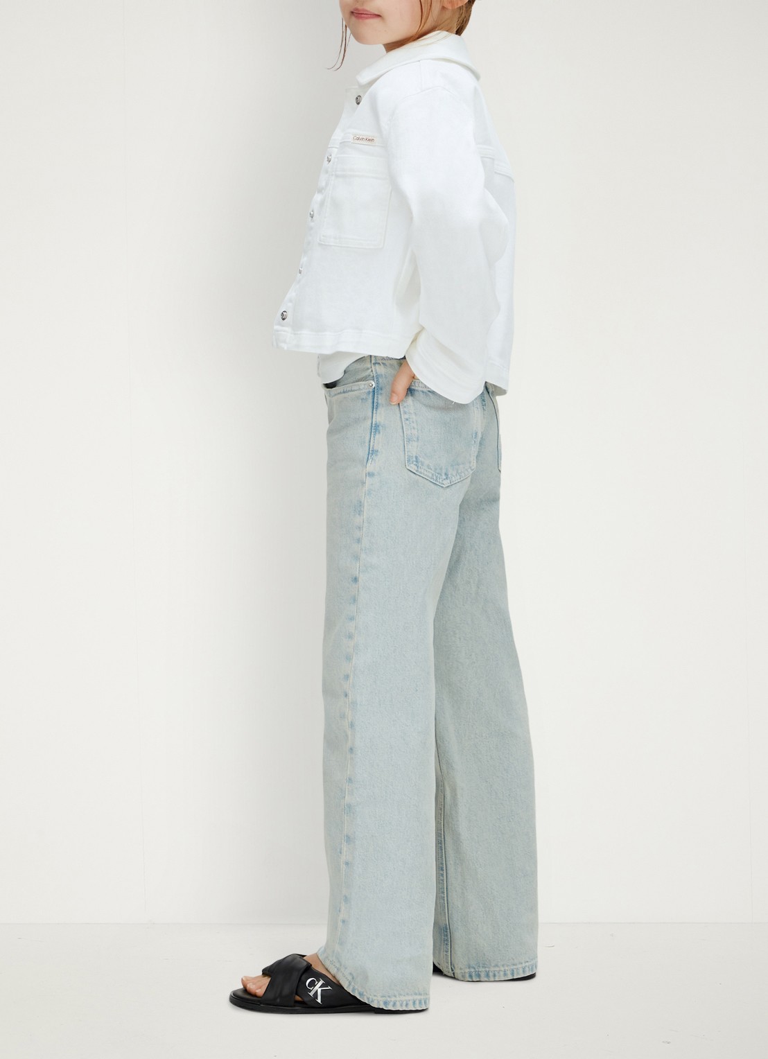 Calvin Klein Straight fit jeans met lichte wassing - achterkant lichtblauw