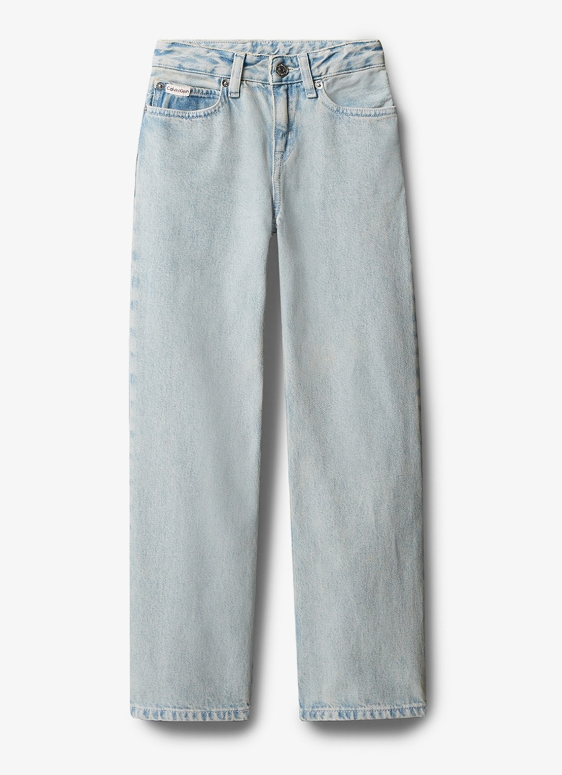 Calvin Klein Straight fit jeans met lichte wassing - voorkant 2 lichtblauw