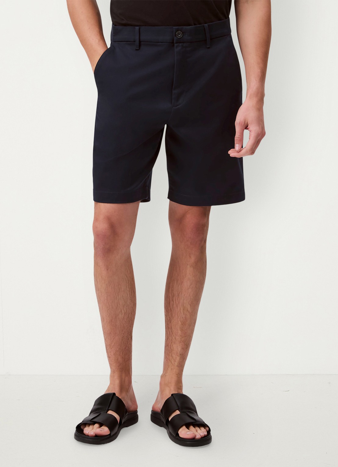 Calvin Klein Straight fit korte broek met steekzakken - detail 4 donkerblauw