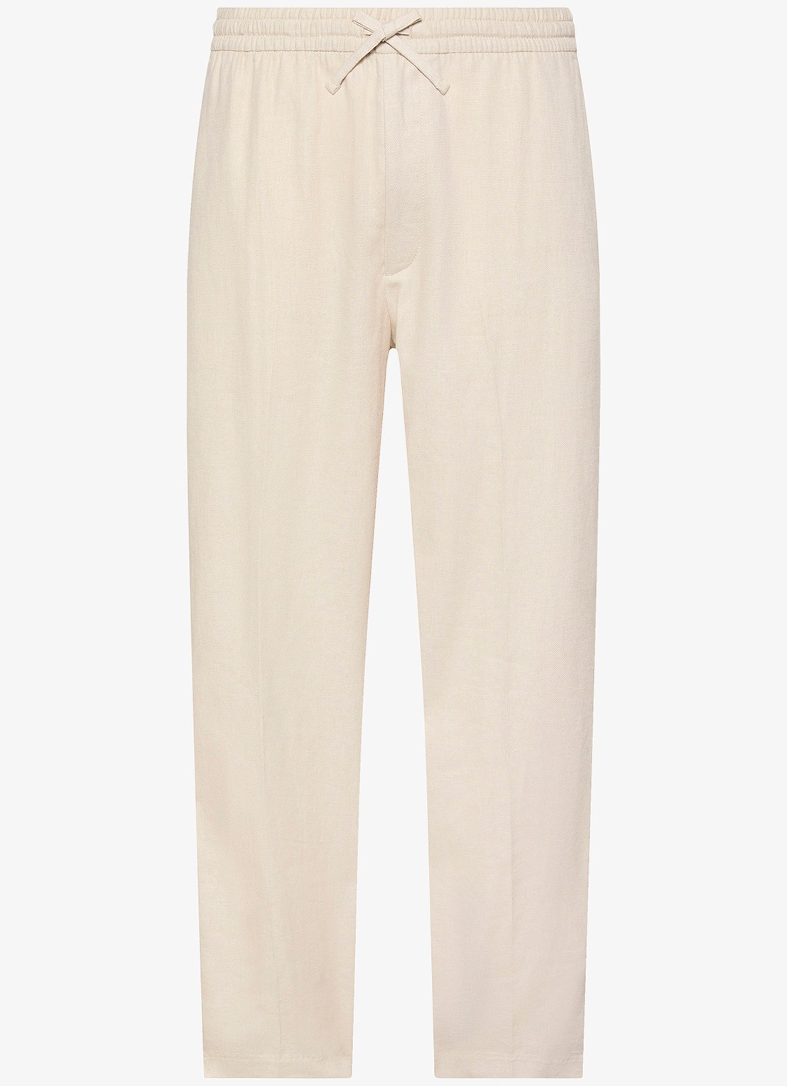 Calvin Klein Straight fit pantalon in linnenblend - voorkant 2 beige