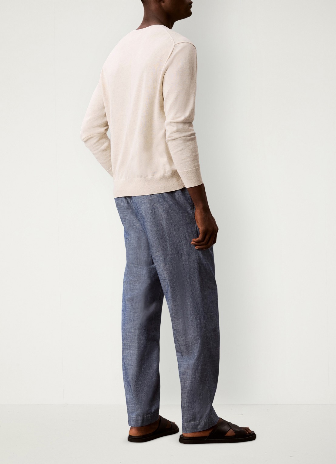 Calvin Klein Straight fit pantalon met trekkoord - achterkant 3 blue descent-c32 /  lichtblauw