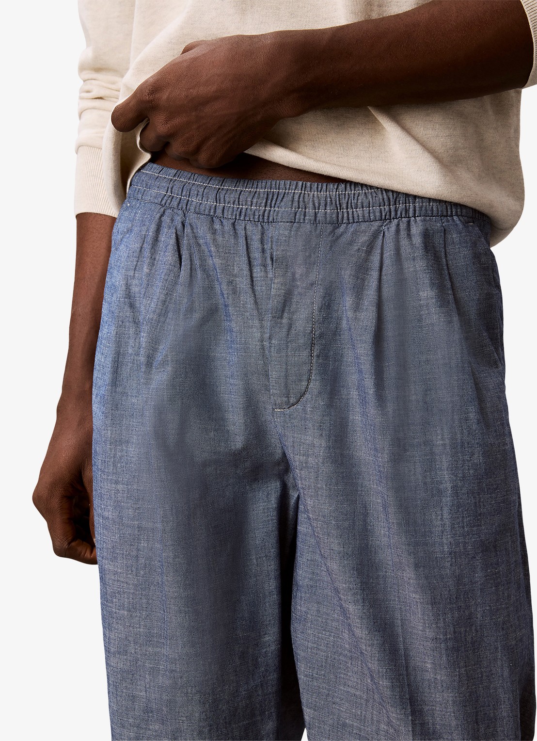 Calvin Klein Straight fit pantalon met trekkoord - detail 4 blue descent-c32 /  lichtblauw