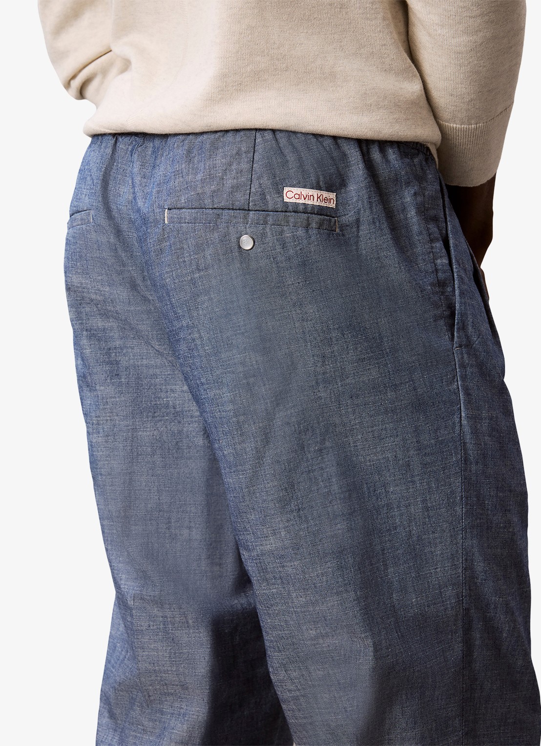 Calvin Klein Straight fit pantalon met trekkoord - detail 5 blue descent-c32 /  lichtblauw