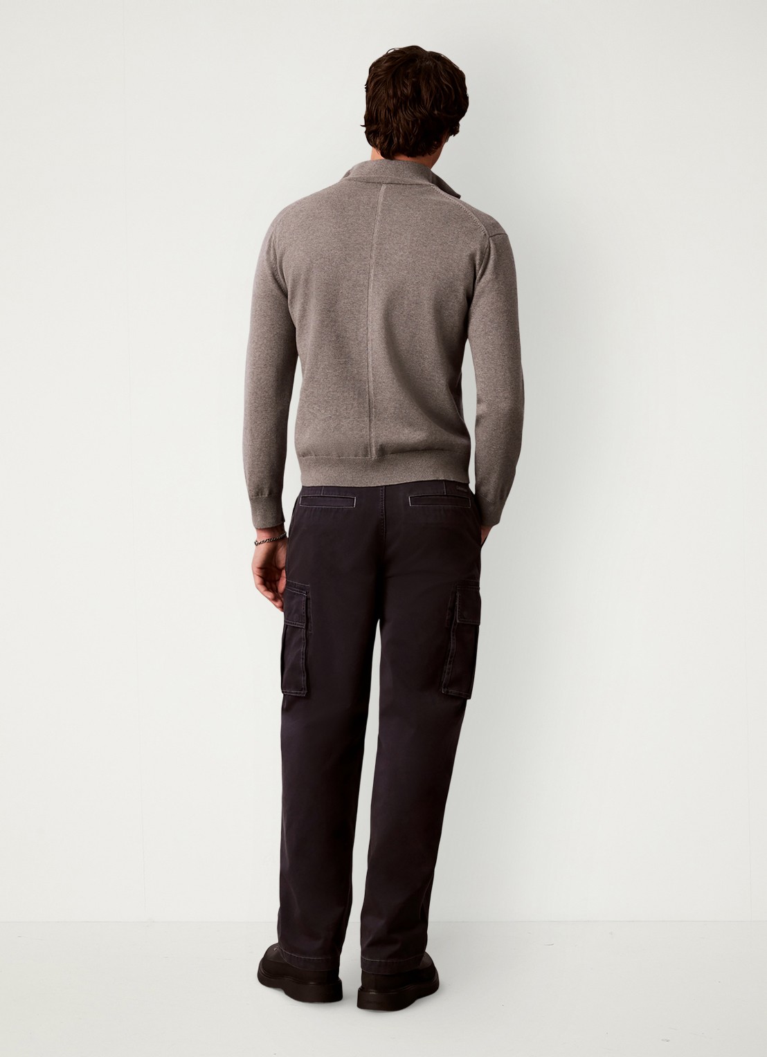 Calvin Klein Straight leg cargobroek met opgestikte zakken - achterkant 3 donkergrijs