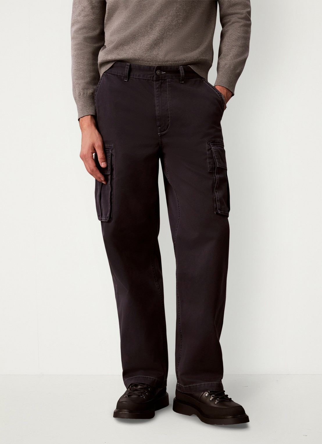 Calvin Klein Straight leg cargobroek met opgestikte zakken - detail 4 donkergrijs