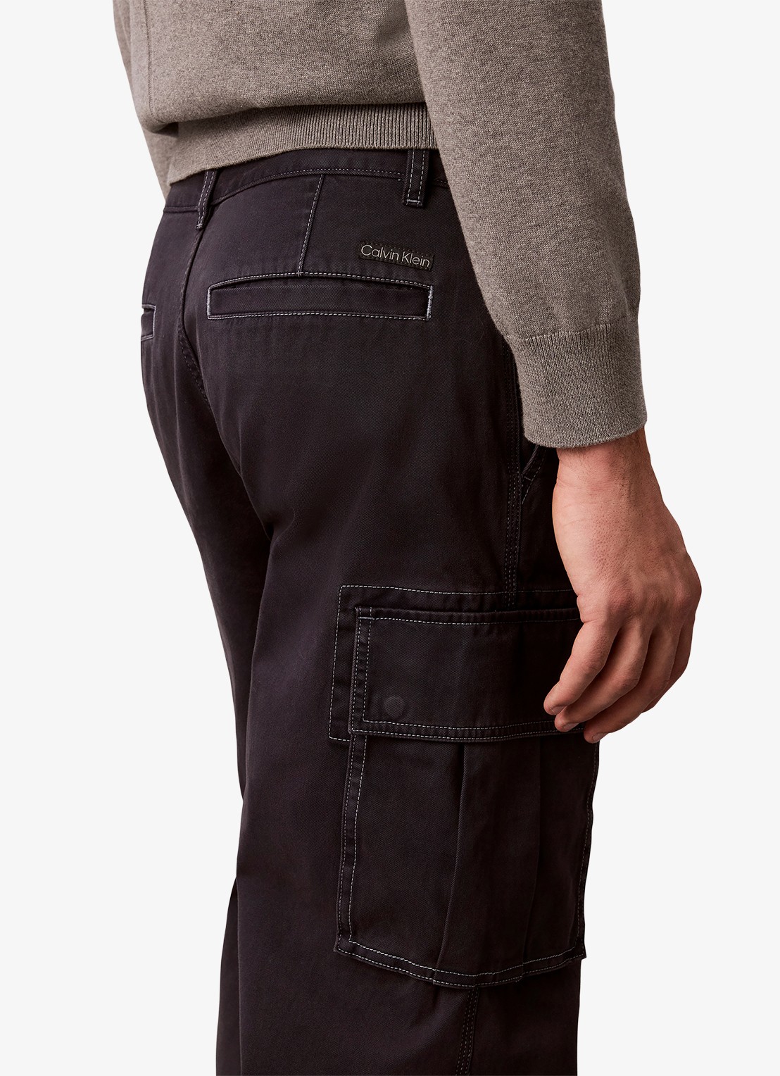 Calvin Klein Straight leg cargobroek met opgestikte zakken - detail 5 donkergrijs