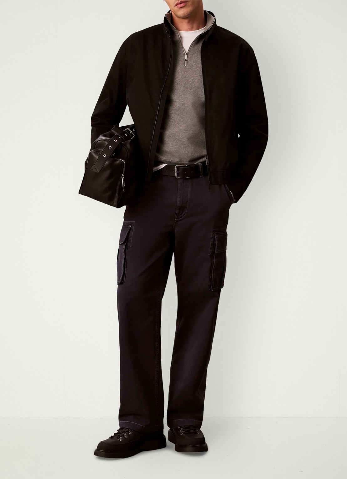 Calvin Klein Straight leg cargobroek met opgestikte zakken - detail 6 donkergrijs