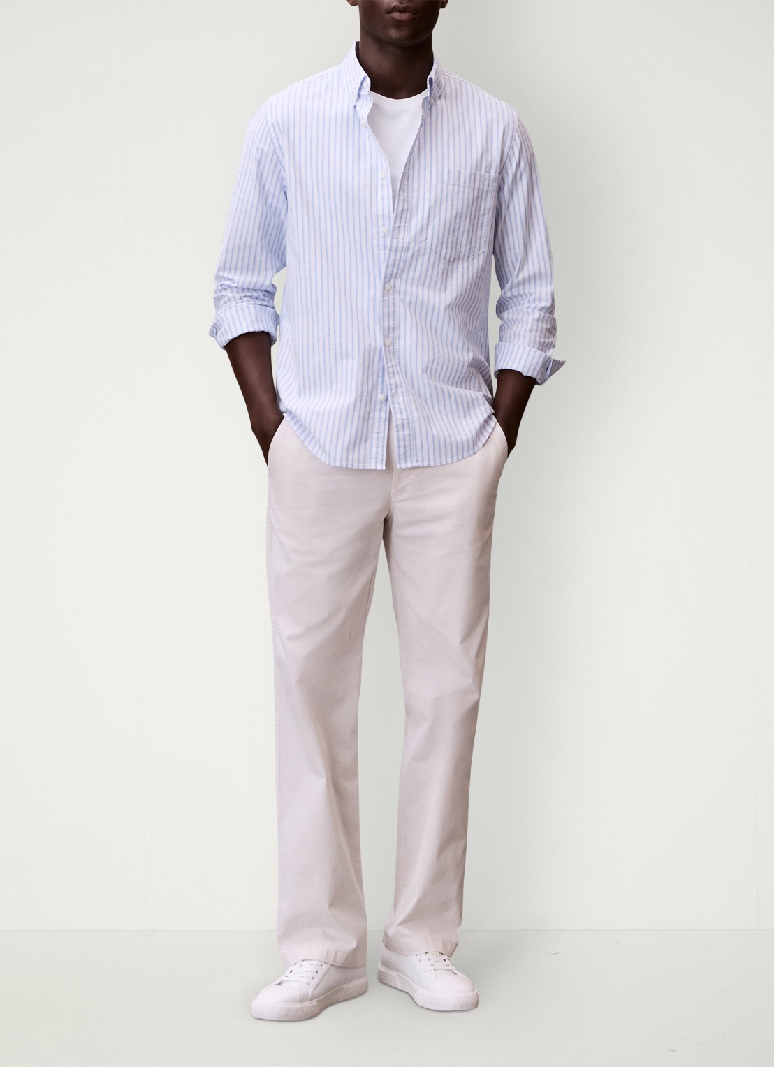 Calvin Klein Straight leg chino in katoenblend - voorkant 6 wit