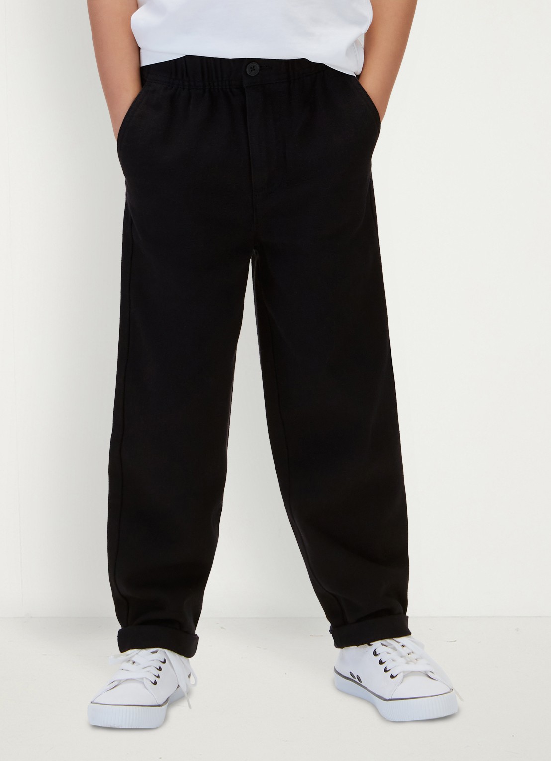 Calvin Klein Straight leg chino met logo - detail 4 pvh black-beh /  zwart