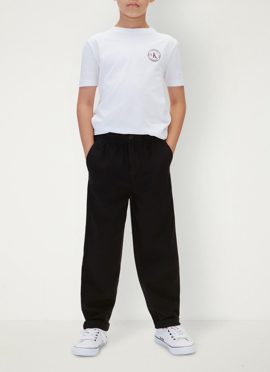 Calvin Klein Straight leg chino met logo - detail 5 pvh black-beh /  zwart