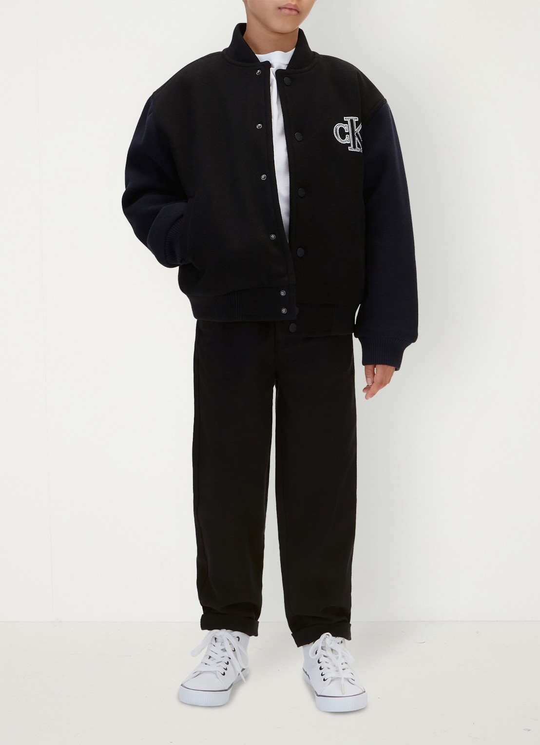 Calvin Klein Straight leg chino met logo - voorkant 2 pvh black-beh /  zwart