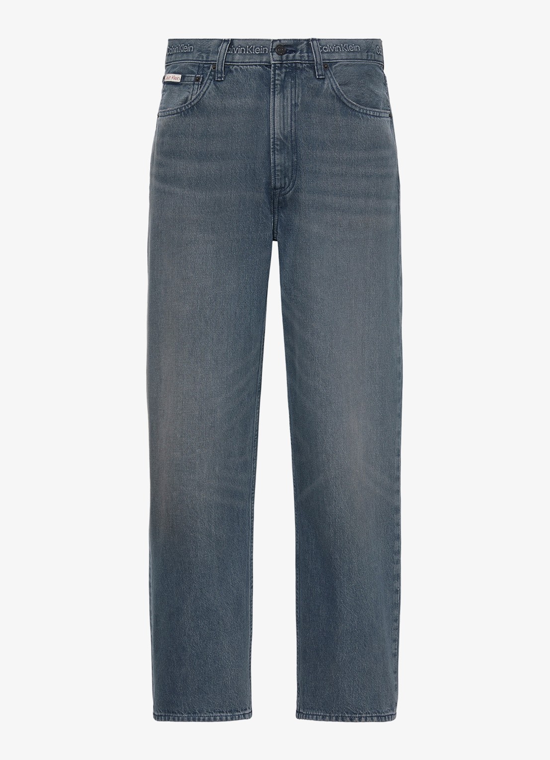 Calvin Klein Straight leg jeans met gekleurde wassing - voorkant blauwgrijs