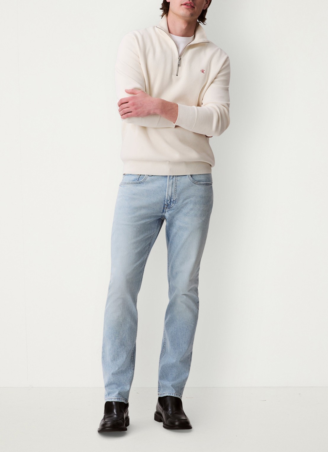 Calvin Klein Straight leg jeans met steekzakken - voorkant 5 indigo