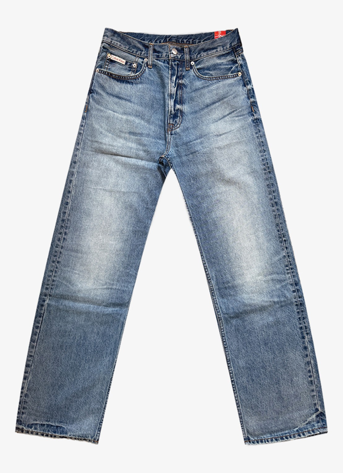 Calvin Klein Straight leg jeans met steekzakken - voorkant indigo