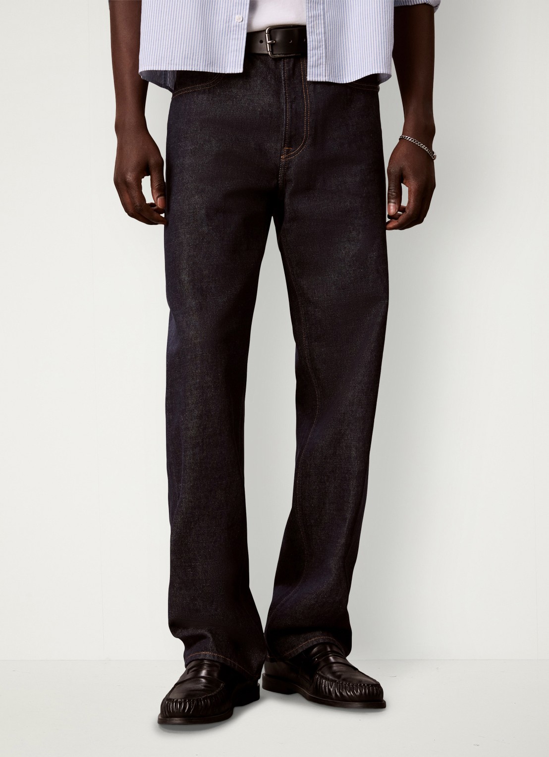 Calvin Klein Straight leg jeans met steekzakken - detail donkerblauw