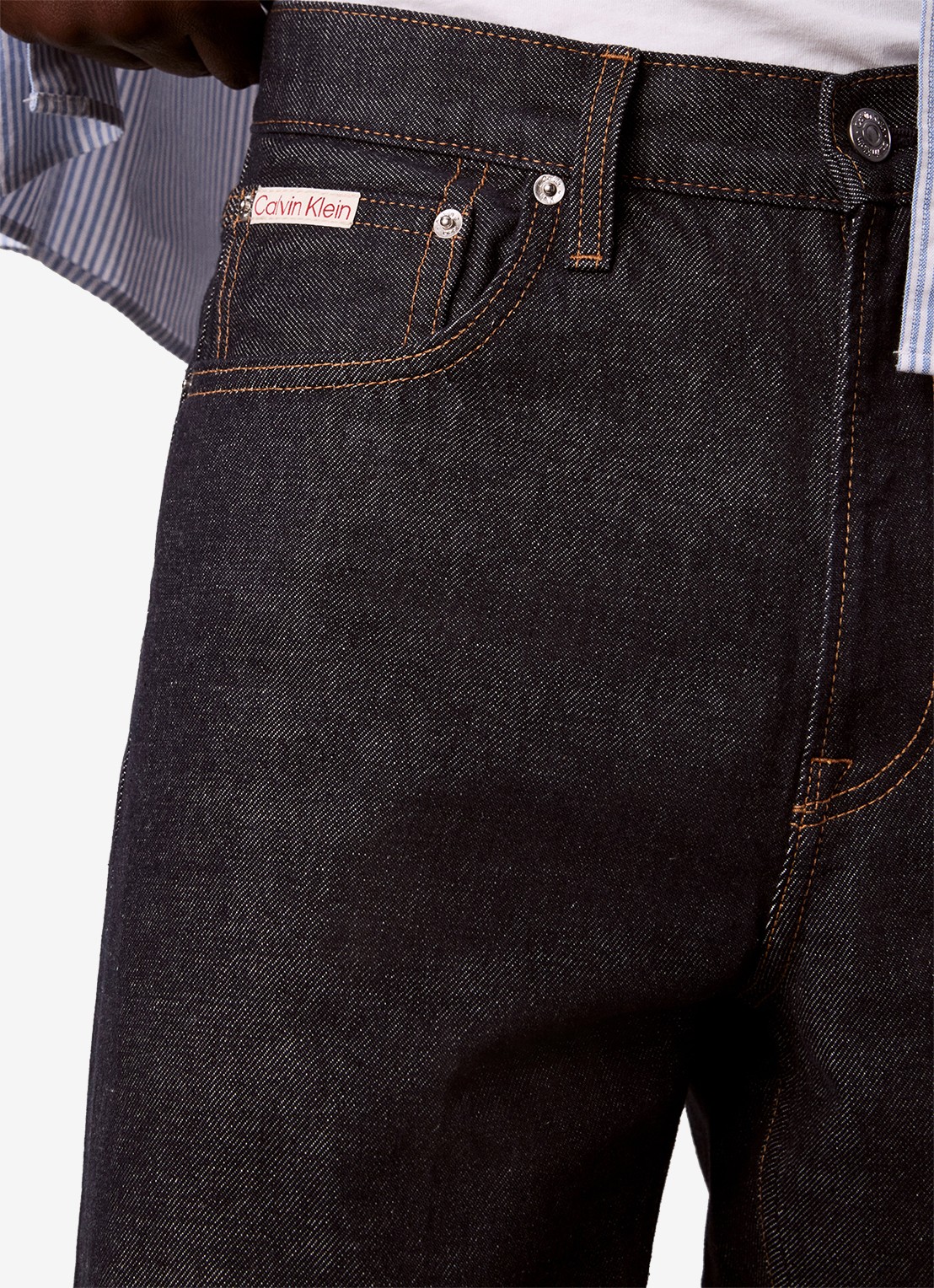 Calvin Klein Straight leg jeans met steekzakken - detail 2 donkerblauw