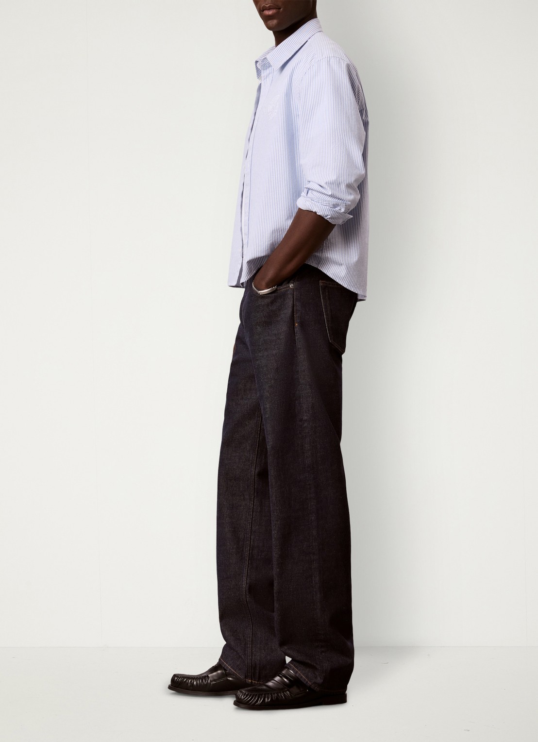 Calvin Klein Straight leg jeans met steekzakken - detail 3 donkerblauw