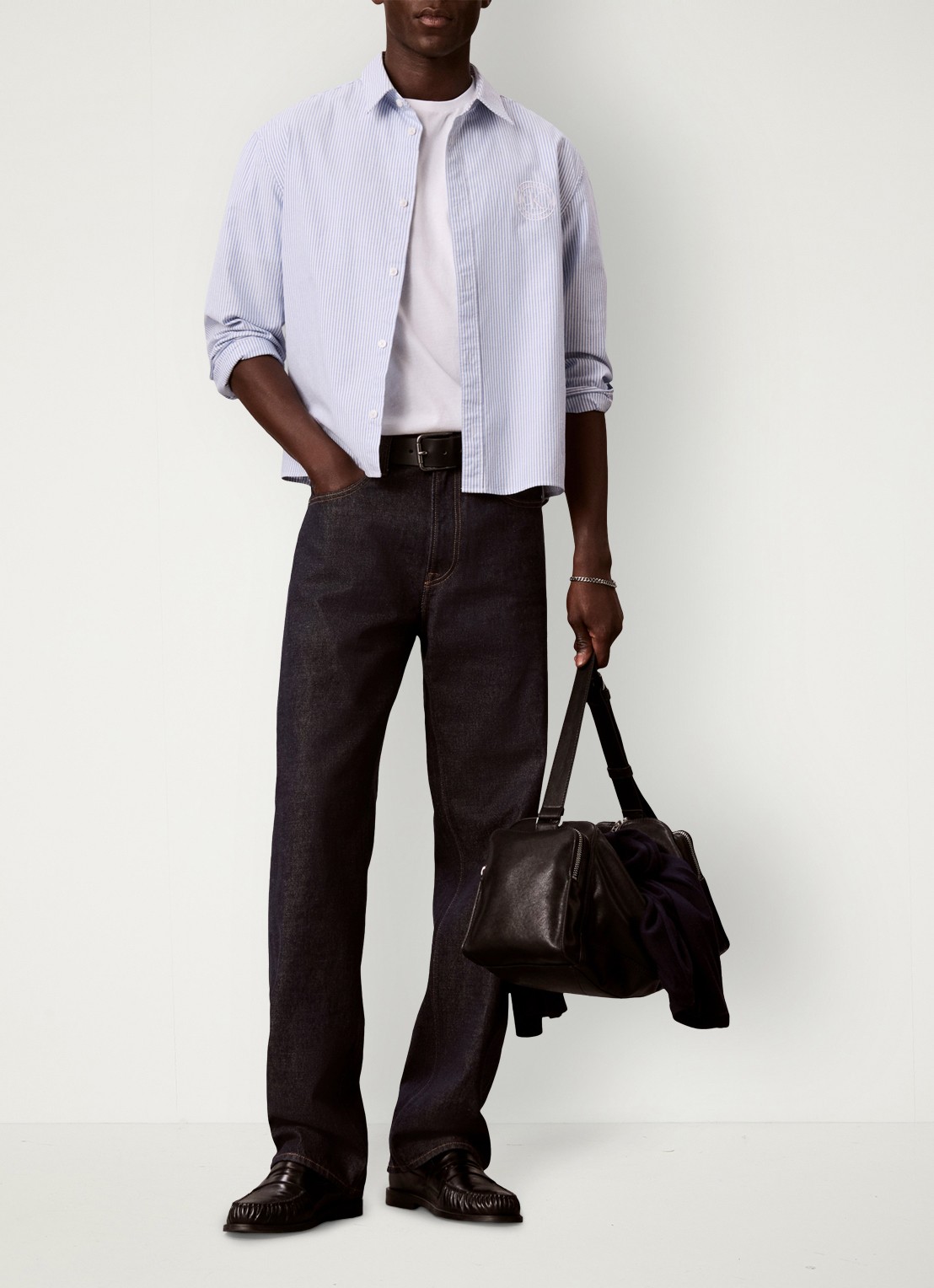 Calvin Klein Straight leg jeans met steekzakken - voorkant 7 donkerblauw