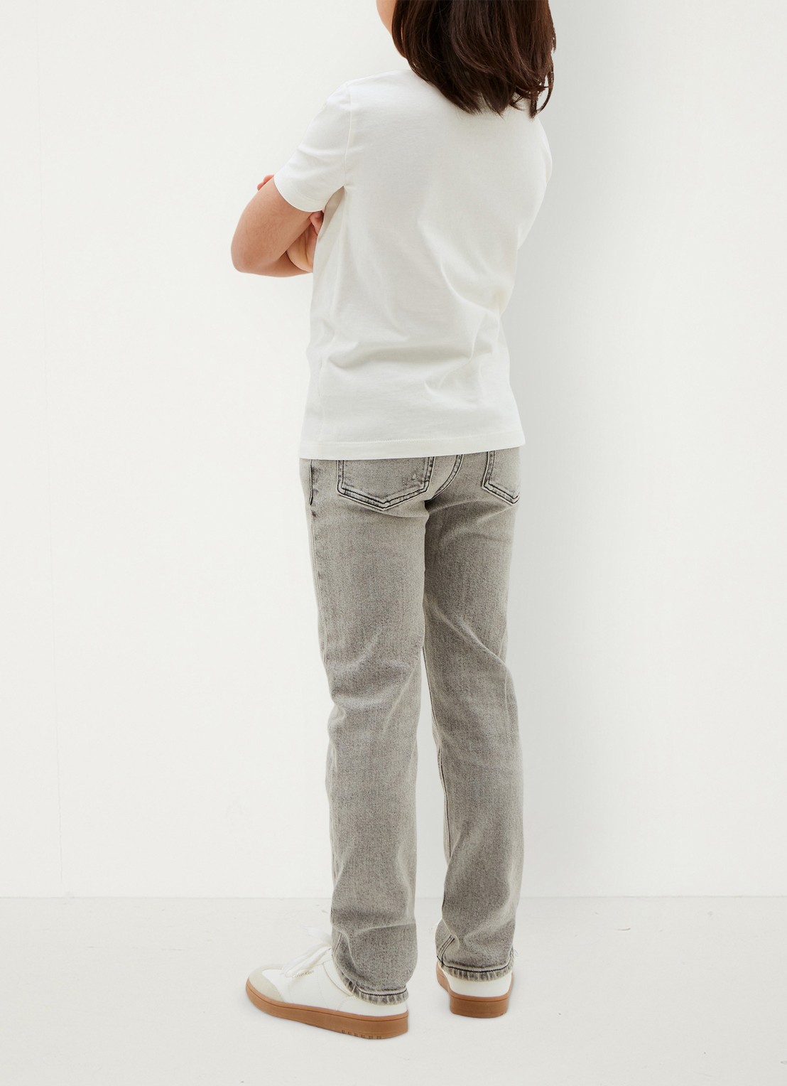 Calvin Klein Straight leg jeans met steekzakken - achterkant 4 stone grey wash-1by /  grijs