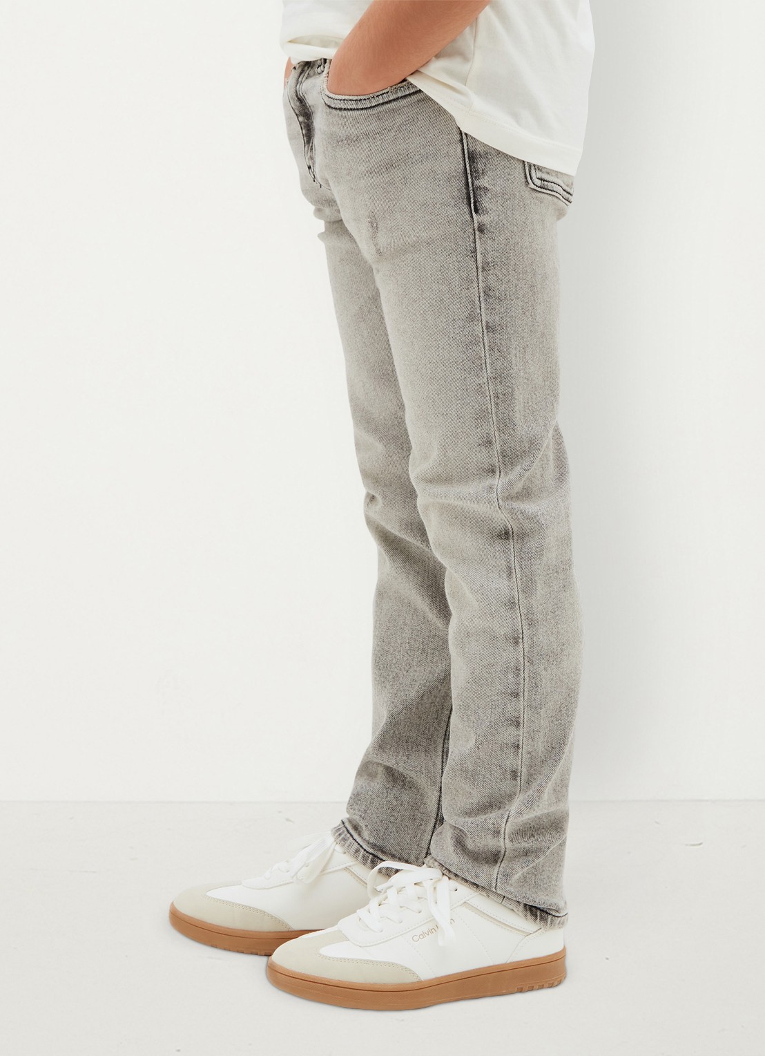 Calvin Klein Straight leg jeans met steekzakken - detail 3 stone grey wash-1by /  grijs