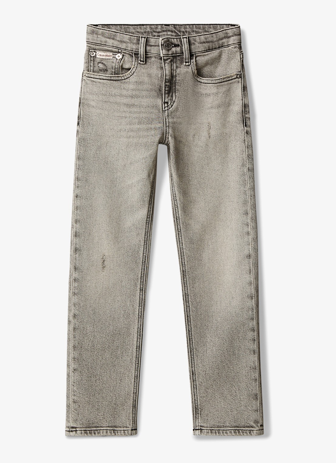 Calvin Klein Straight leg jeans met steekzakken - voorkant 5 stone grey wash-1by /  grijs