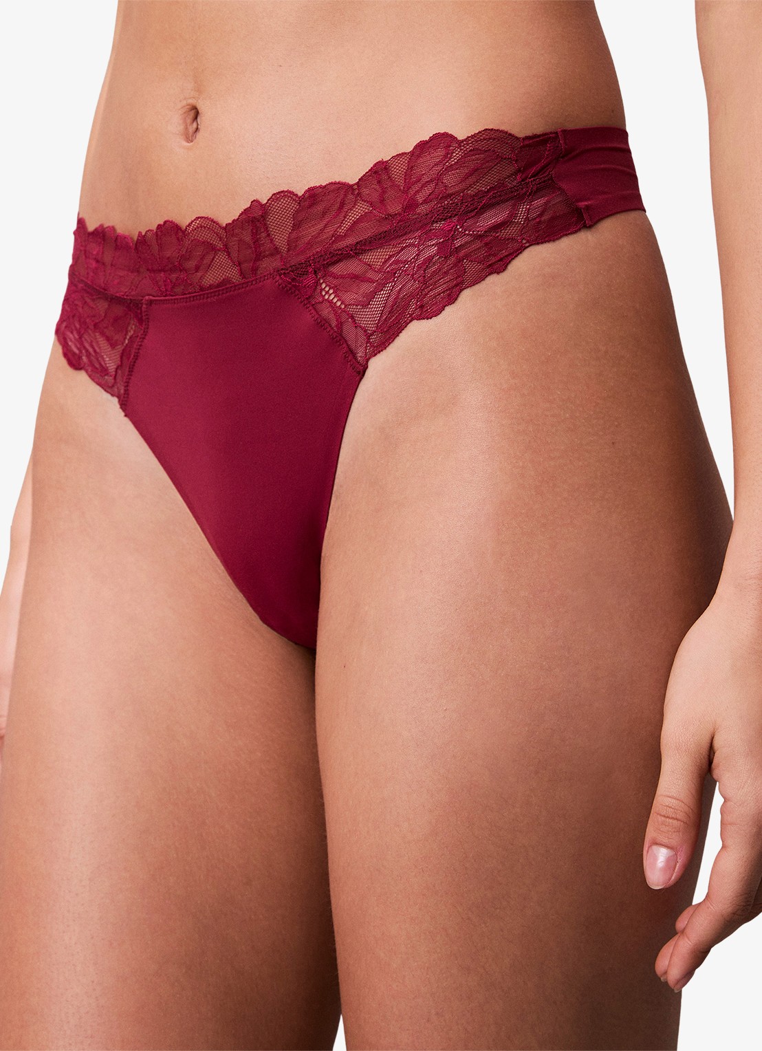 Calvin Klein String met details van kant - detail 3 bordeauxrood