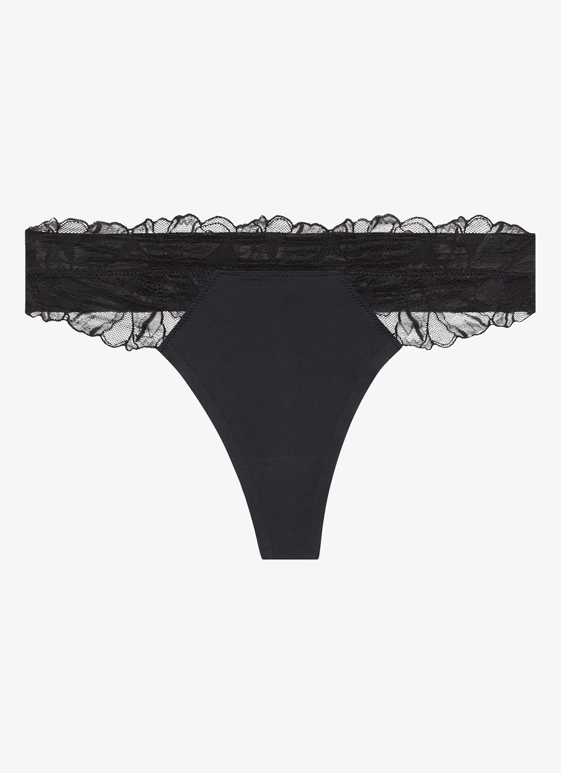 Calvin Klein String met details van kant - voorkant 5 zwart