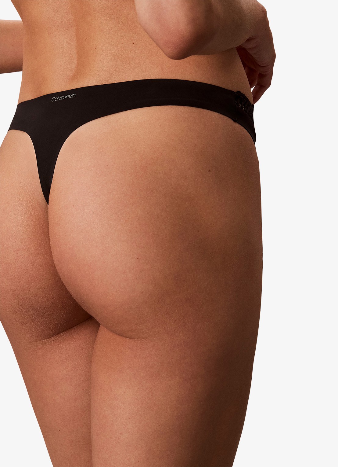 Calvin Klein String met details van kant - detail 4 zwart