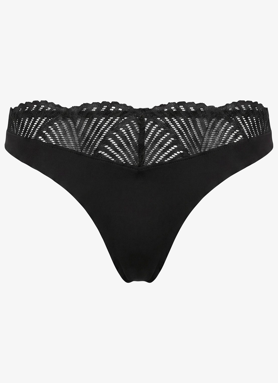 Calvin Klein String met details van kant - voorkant 5 zwart