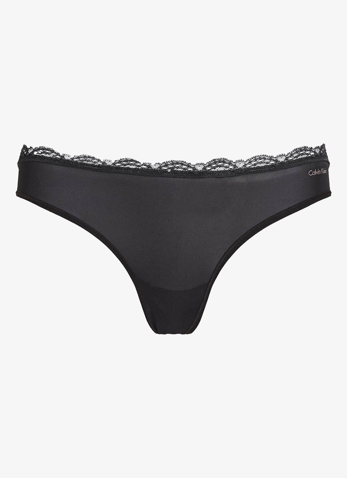 Calvin Klein String met kant - voorkant 2 zwart