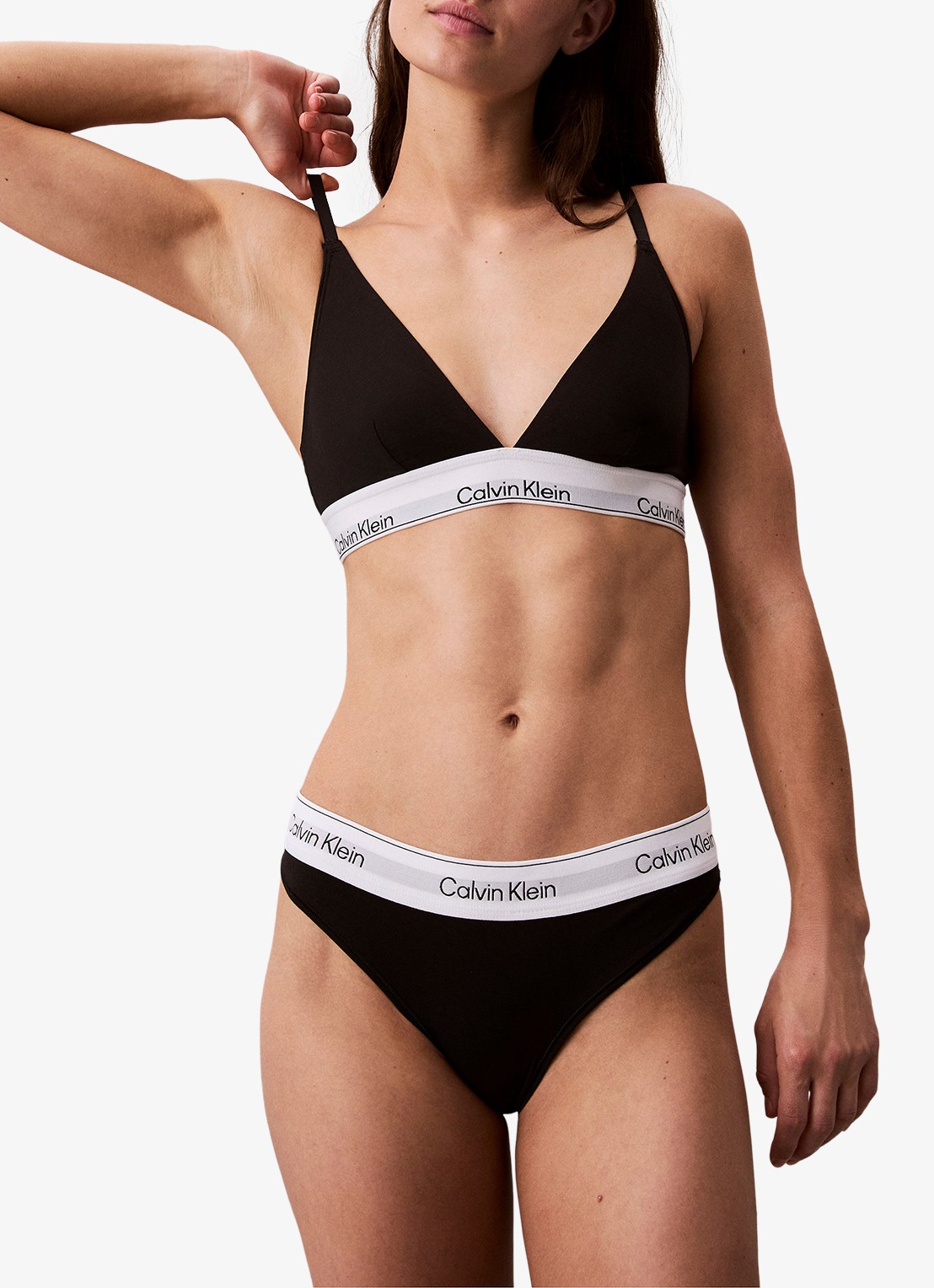 Calvin Klein String met logoband - voorkant zwart