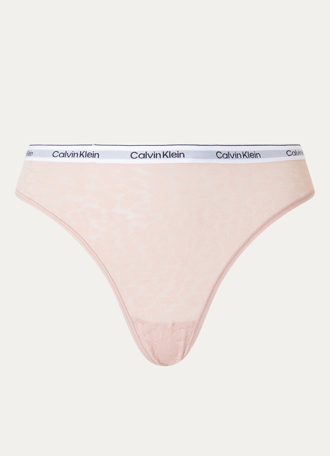Calvin Klein String van mesh met panterprint - voorkant oudroze