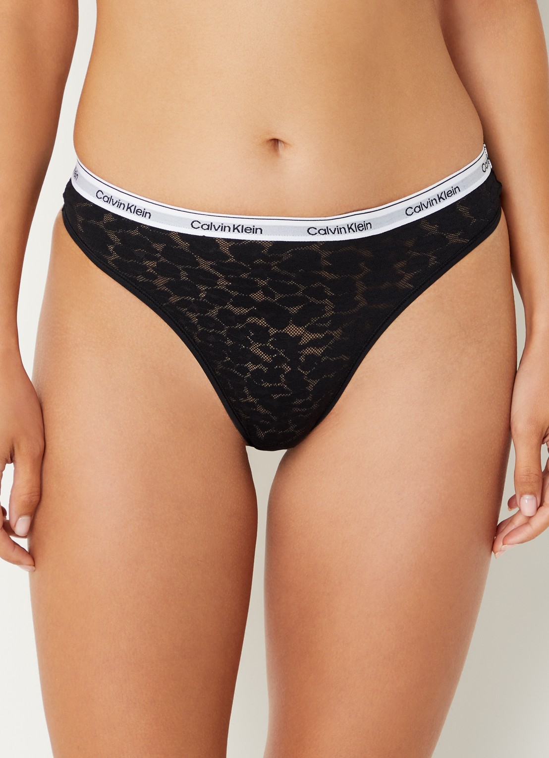 Calvin Klein String van mesh met panterprint - detail 2 zwart