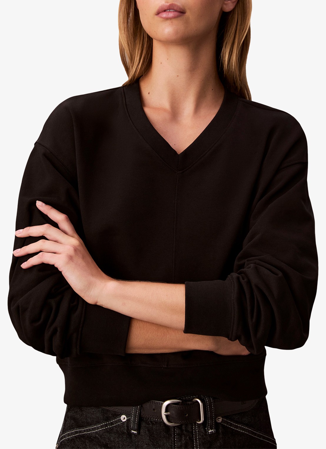 Calvin Klein Sweater in katoenblend - detail 4 zwart