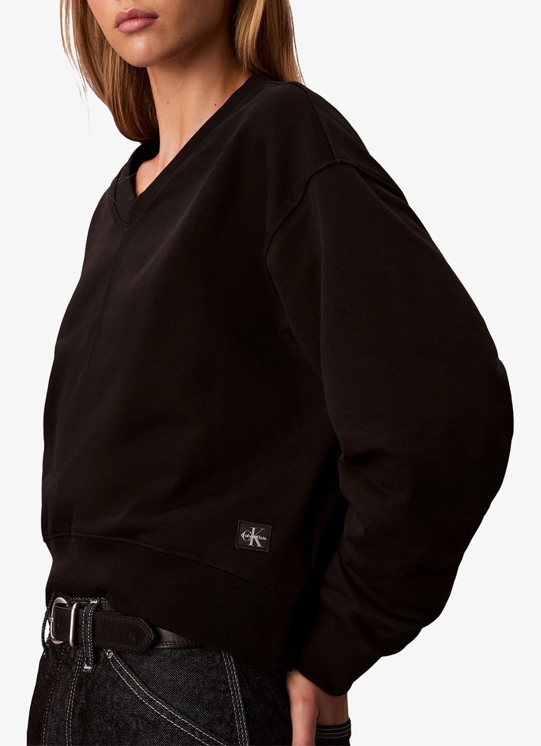 Calvin Klein Sweater in katoenblend - detail 5 zwart