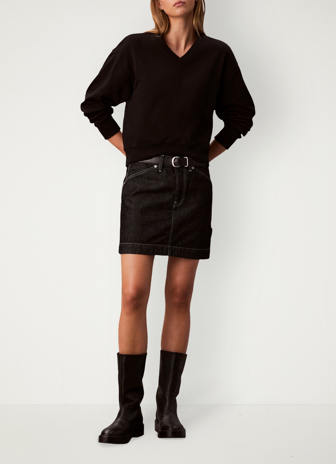 Calvin Klein Sweater in katoenblend - voorkant 2 zwart