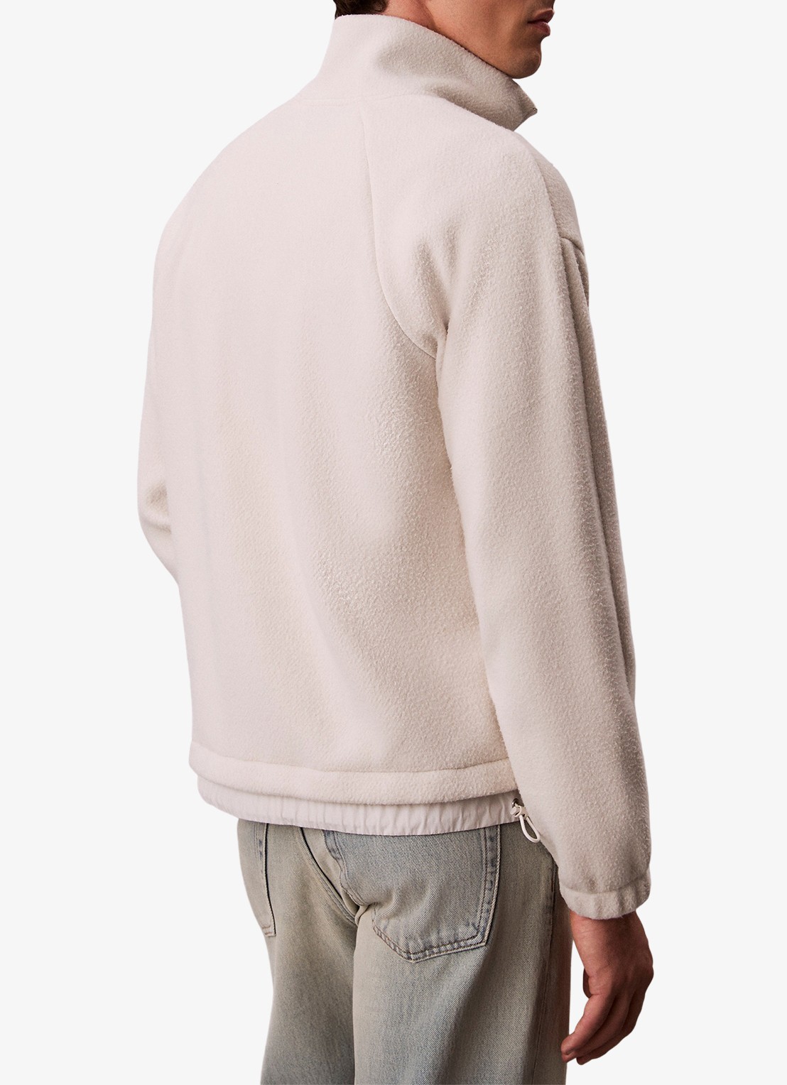 Calvin Klein Sweater met halve rits en logo - achterkant 3 gebroken wit