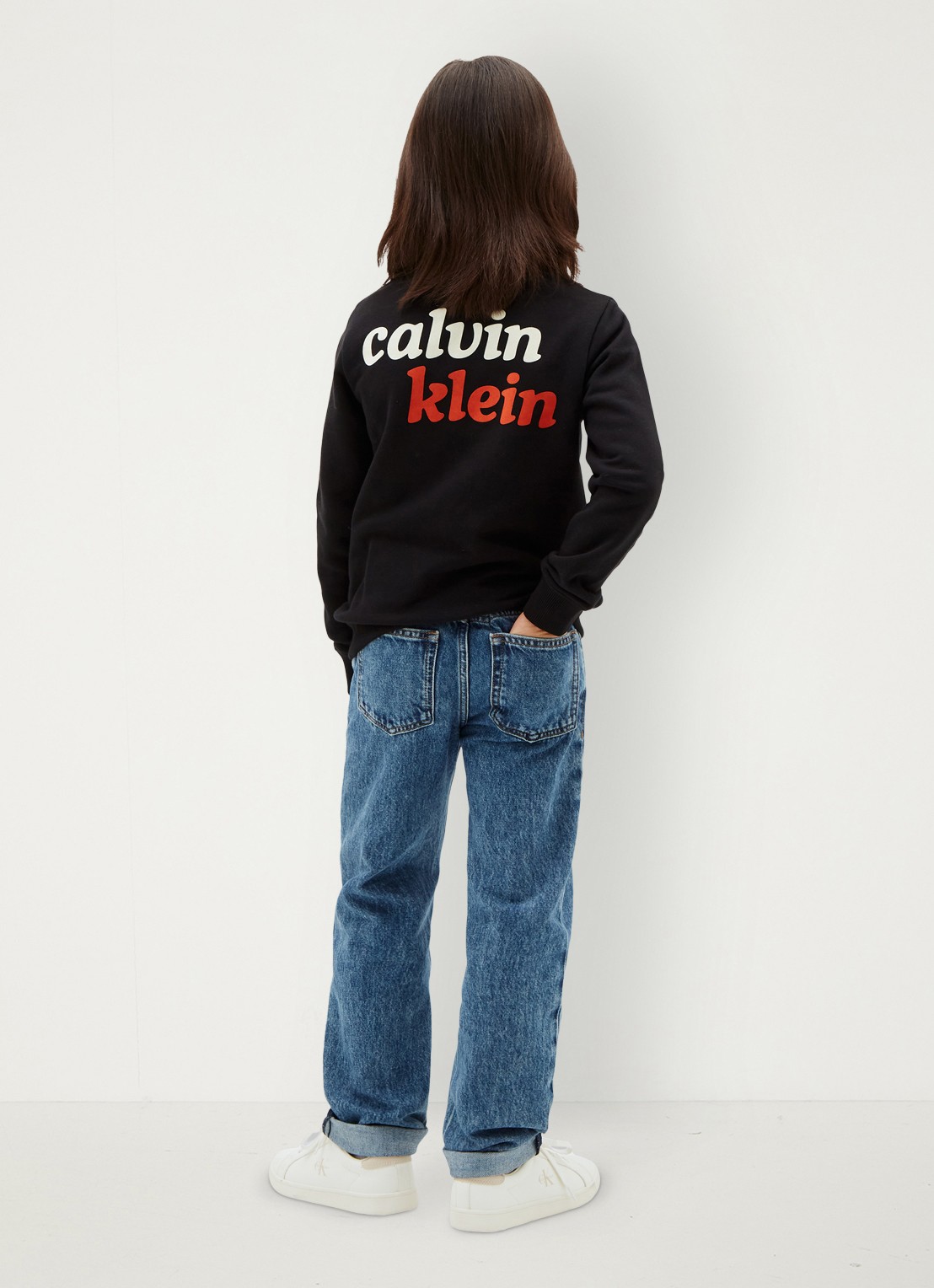 Calvin Klein Sweater met logo- en backprint - achterkant zwart