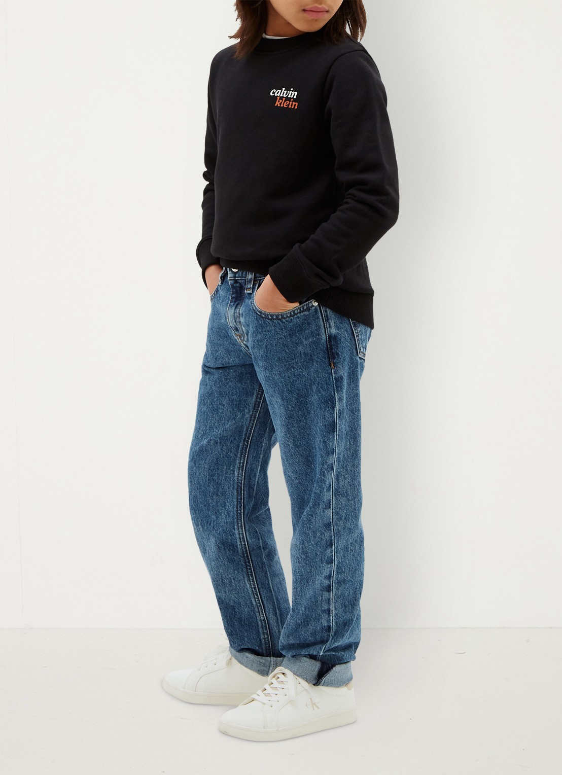 Calvin Klein Sweater met logo- en backprint - voorkant 3 zwart