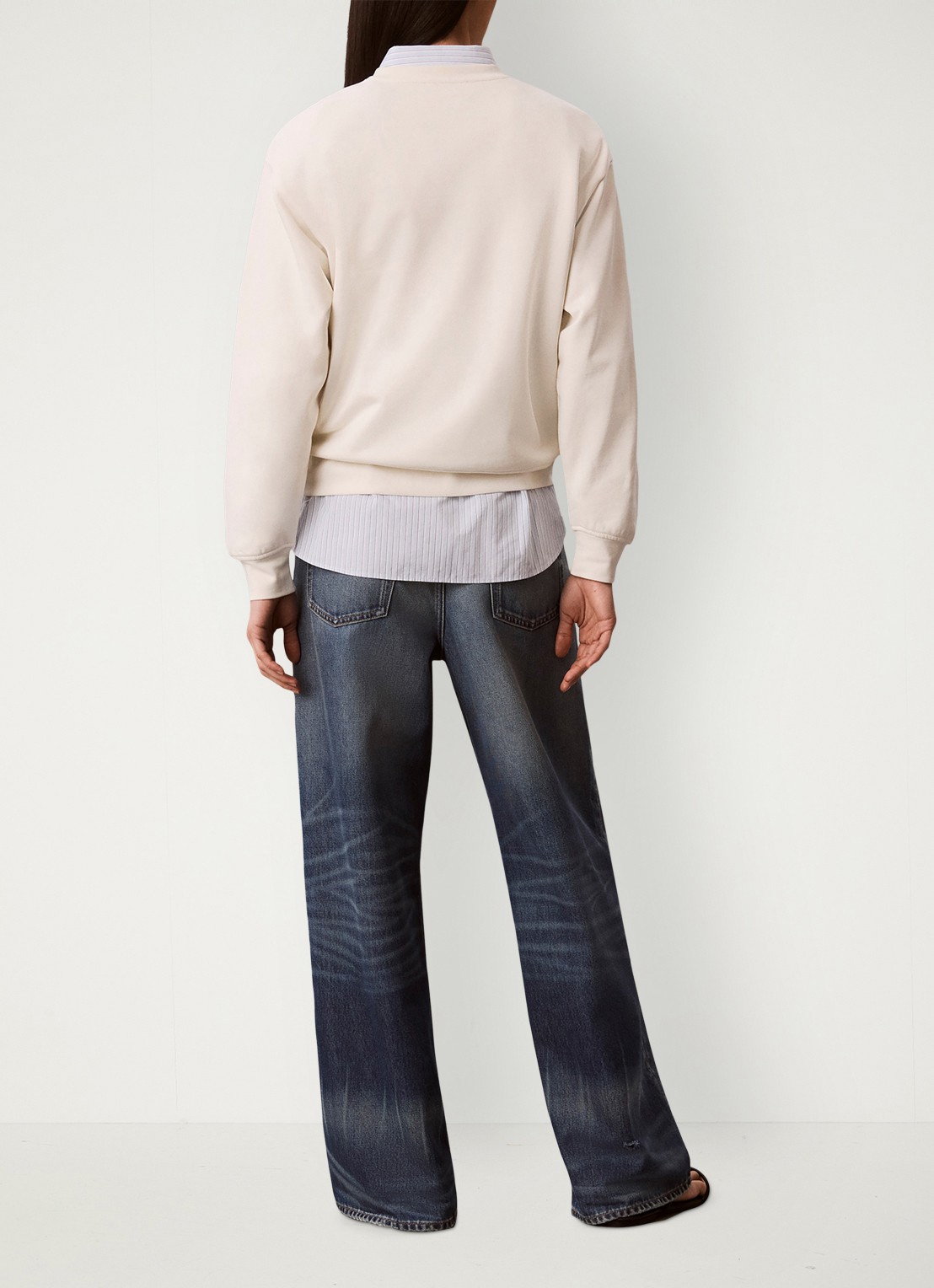 Calvin Klein Sweater met logoborduring - achterkant 6 creme