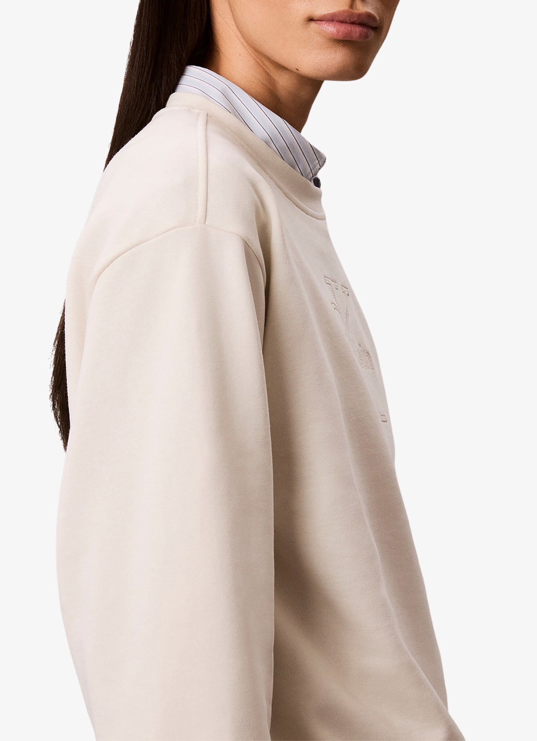 Calvin Klein Sweater met logoborduring - detail 4 creme