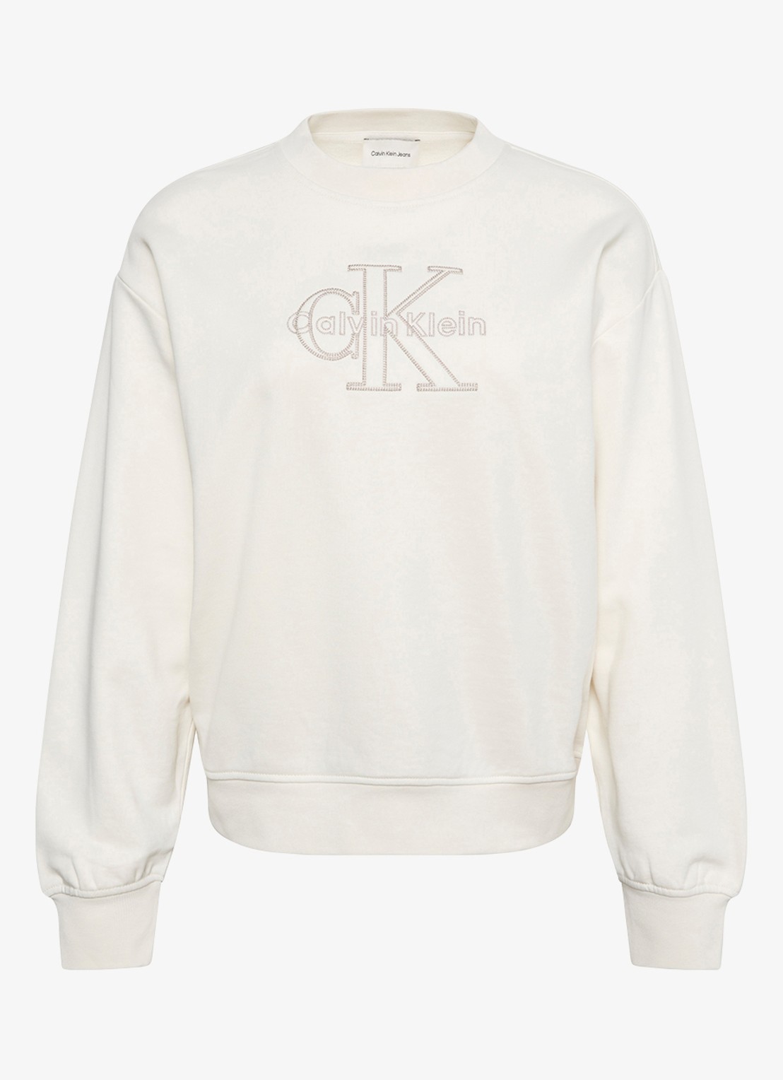 Calvin Klein Sweater met logoborduring - voorkant creme