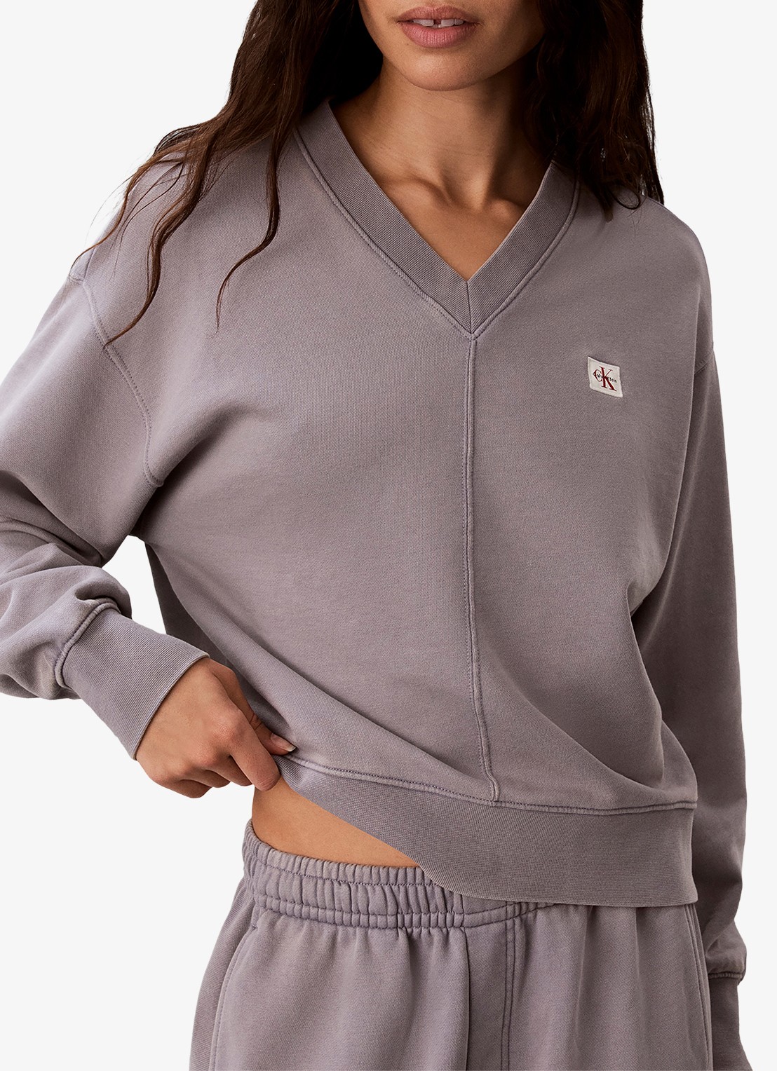 Calvin Klein Sweater met logoborduring - detail 4 grijs