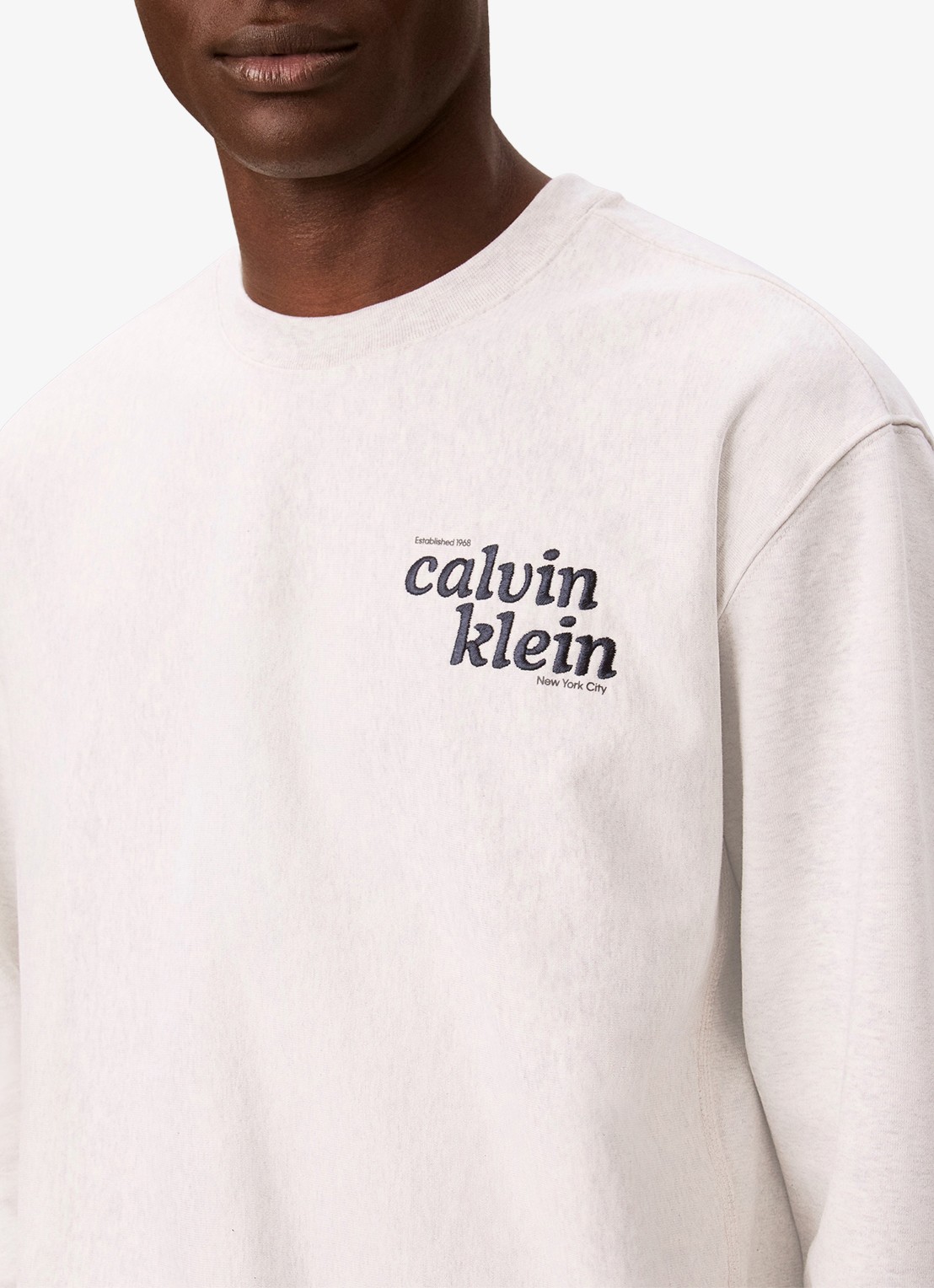 Calvin Klein Sweater met logoborduring - detail 2 lichtgrijs