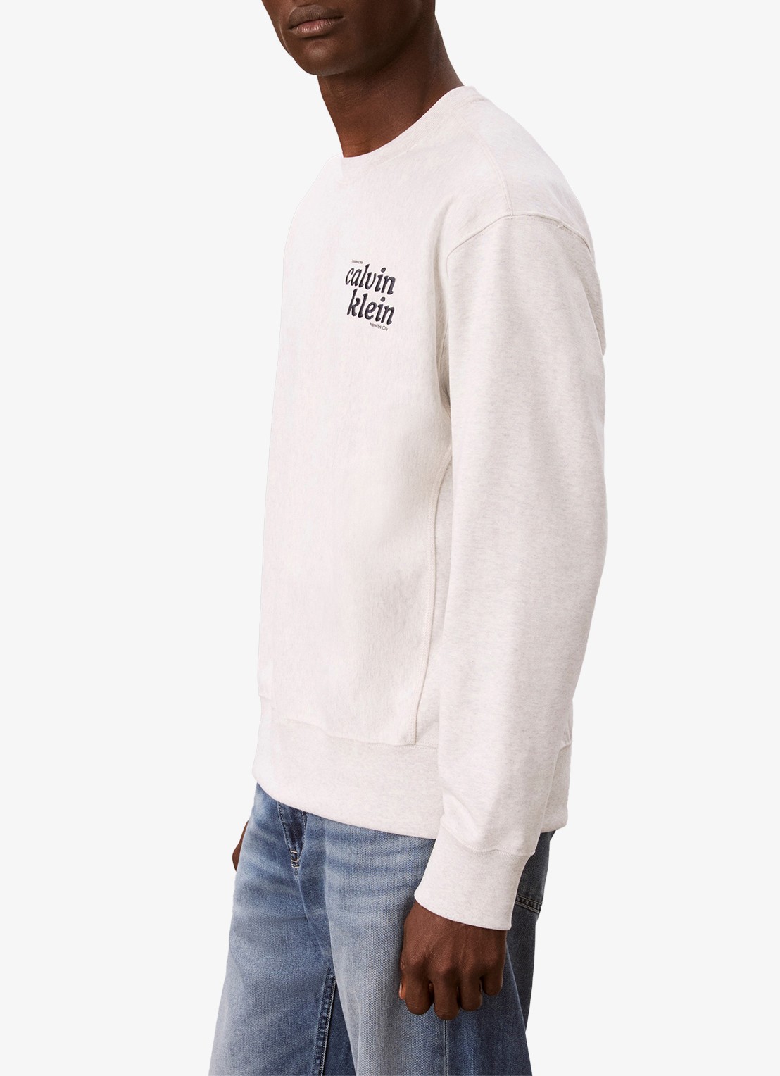 Calvin Klein Sweater met logoborduring - detail 3 lichtgrijs